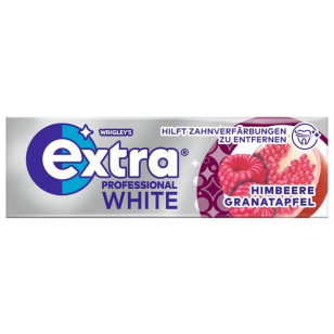Wrigleys Extra Professional White Himbeere Granatapfel ohne Zucker 15g – VE = 30 STK